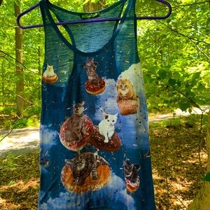 Sidecca Cat Donut Clouds Fantasy Tank Top
